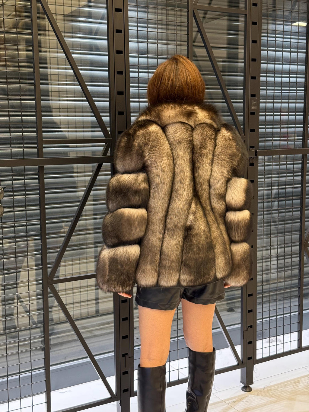 Brown Fox Fur Jacket, Women Shawl Collar Fox Fur Coat- Women Fox Fur Jacket. Premium Fox Fur Coat