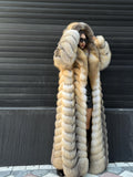 Luxury Long Gold Fox Fur Coat, Unisex Hooded Detachable Sleeves..- Fox Fur Jacket, Fox Coat Men, Women Fox Fur Jacket