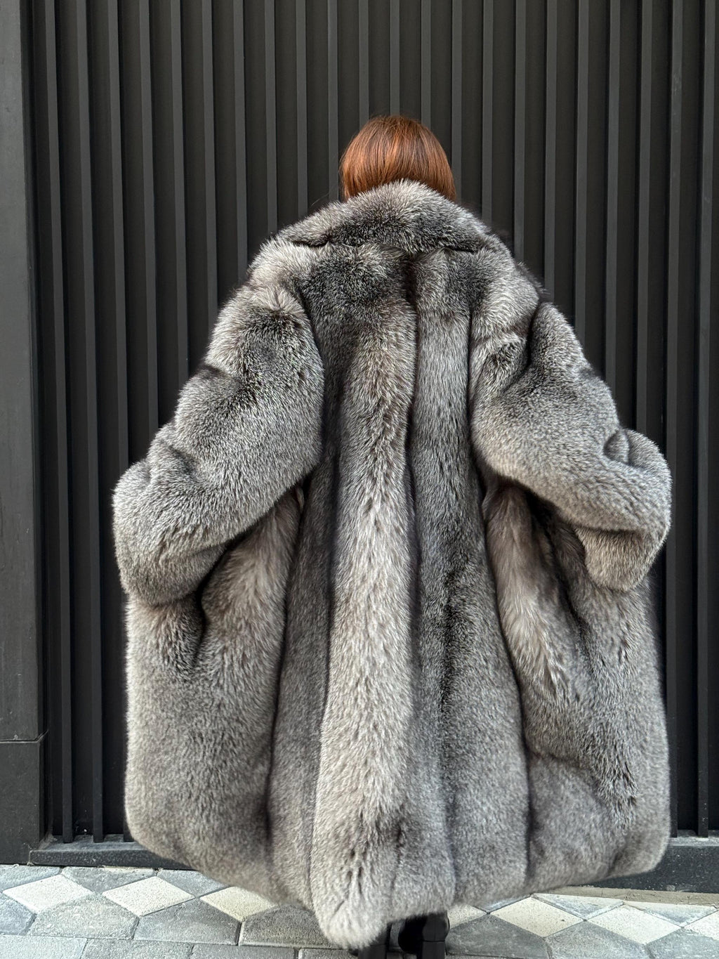 Luxury Silver Frost Fox Fur Coat, Unisex Handmade Winter Long Fox Fur Jacket, Men Fox Fur Coat, Women Fox Fur Jacket