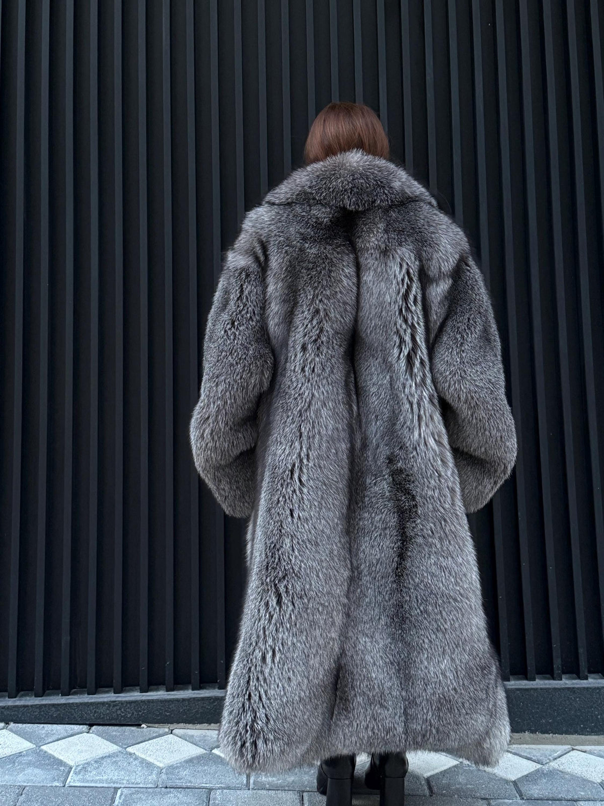 Luxury Silver Frost Fox Fur Coat, Unisex Handmade Winter Long Fox Fur Jacket, Men Fox Fur Coat, Women Fox Fur Jacket