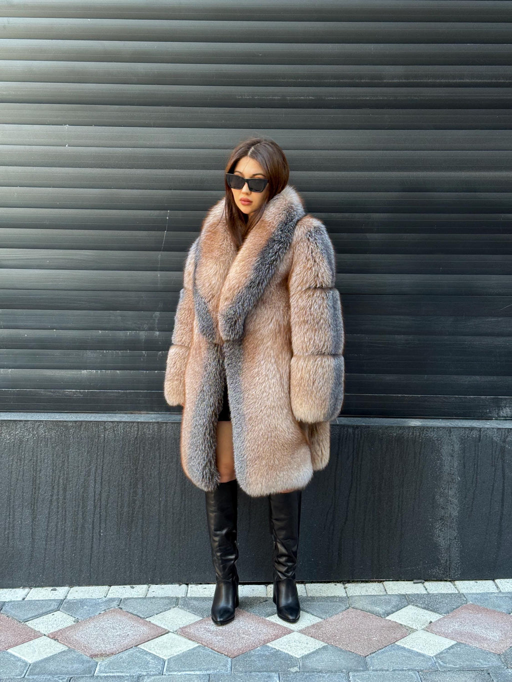 Unisex Frost Fox Fur Coat, Women Long Fox Fur Jacket, Men Fox Fur Coat