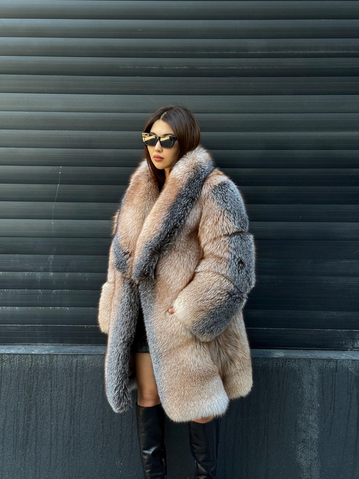Unisex Frost Fox Fur Coat, Women Long Fox Fur Jacket, Men Fox Fur Coat