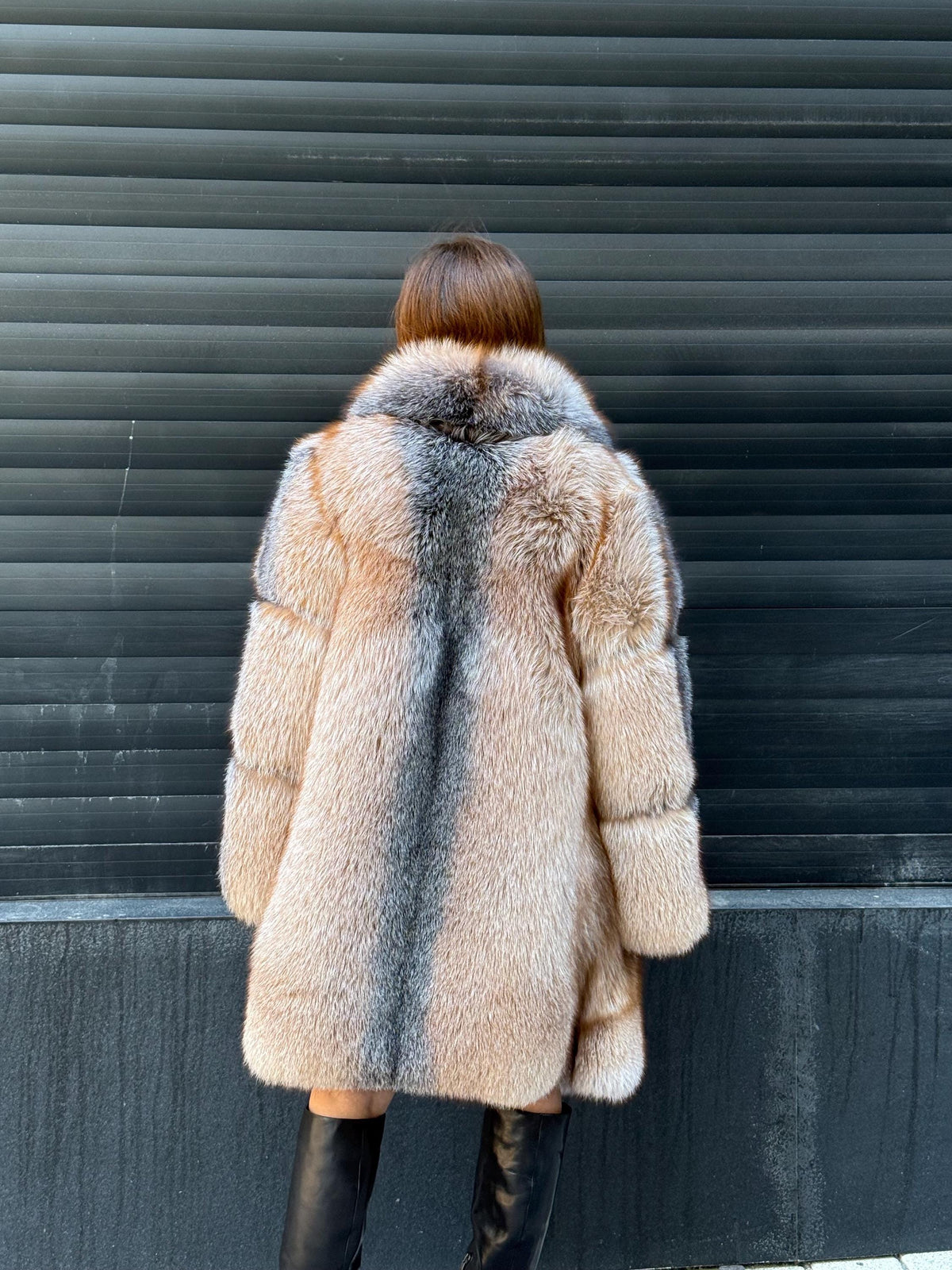 Unisex Frost Fox Fur Coat, Women Long Fox Fur Jacket, Men Fox Fur Coat