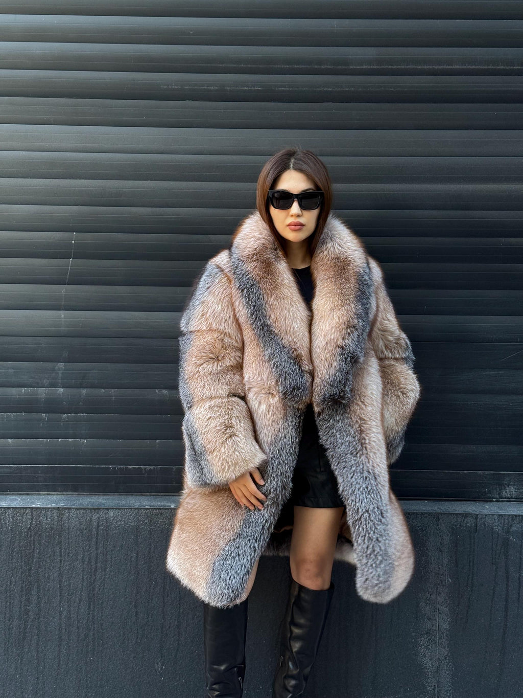 Unisex Frost Fox Fur Coat, Women Long Fox Fur Jacket, Men Fox Fur Coat