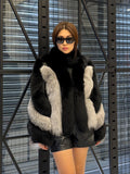 Black - Silver Fox Fur Jacket, Women’s Handmade Short Fur Coat