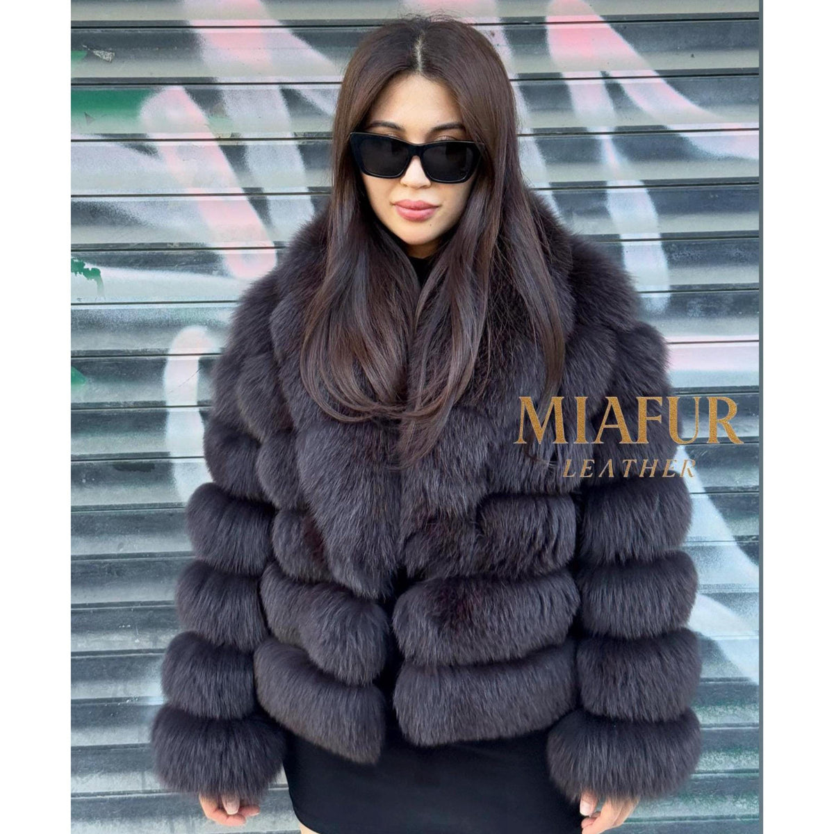 Brown Fox Fur Jacket, Handmade Luxury Short Fur Coat For Women