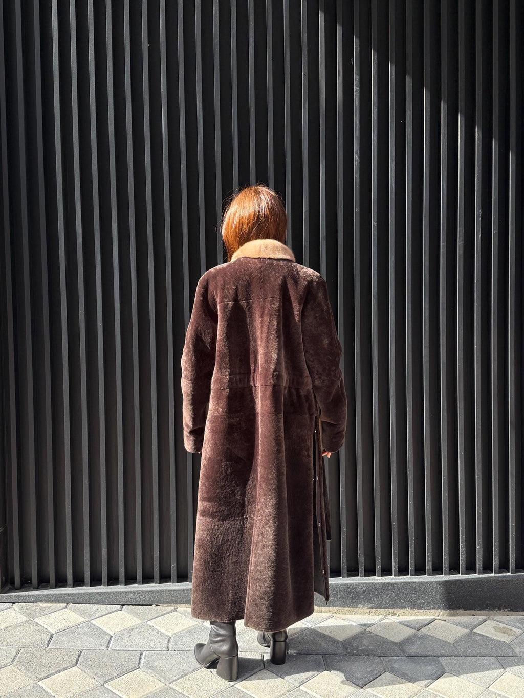 Brown Long Astrakhan Coat, Premium Women’s Mink Fur Shearling Jacket. LIMITED EDITION