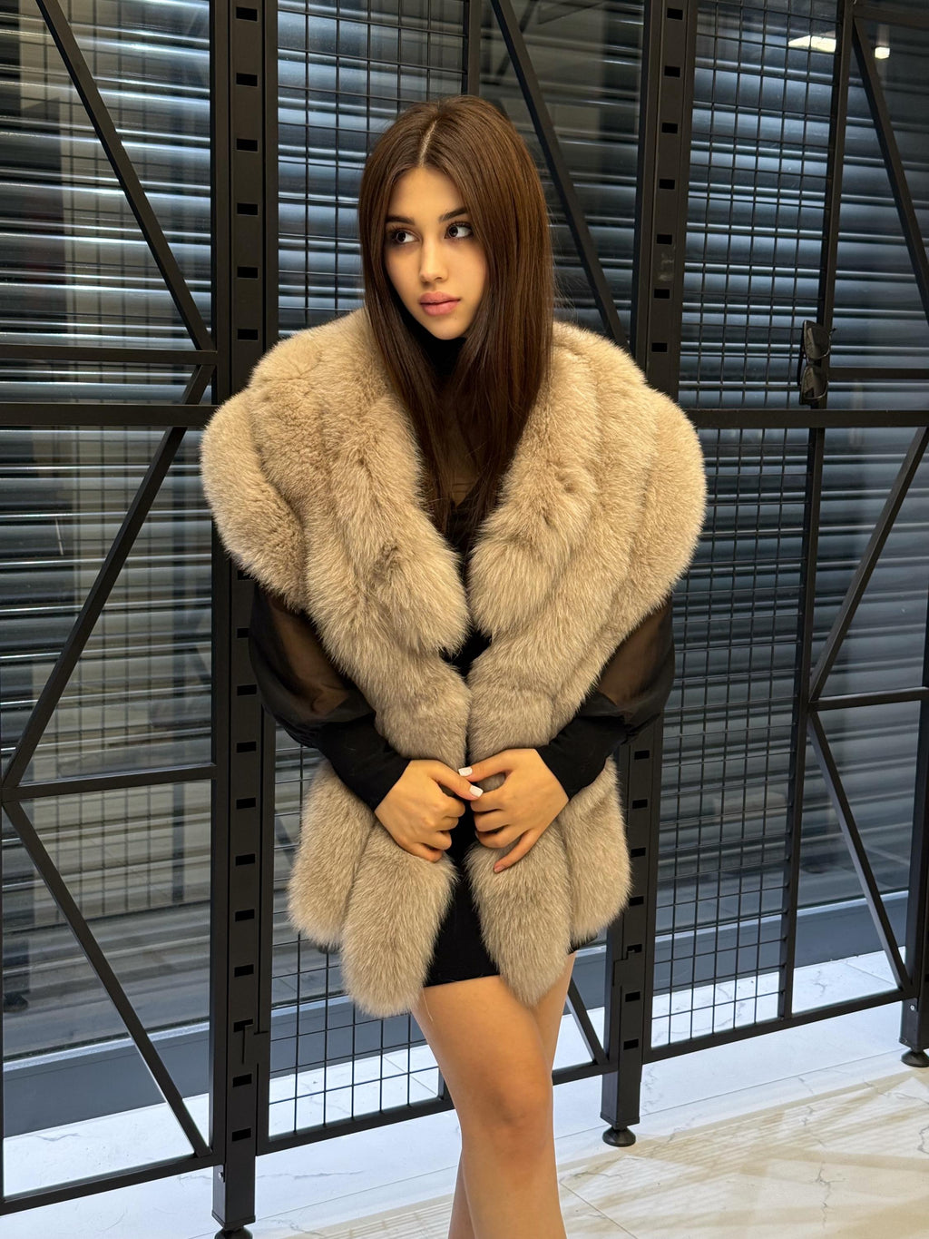 Beige Fox Fur Stole, Women’s Long Fur Shawl, Three Rows Fox Fur Shawl. Fox Fur Jacket. Fox Fur. Fox Fur Wrap