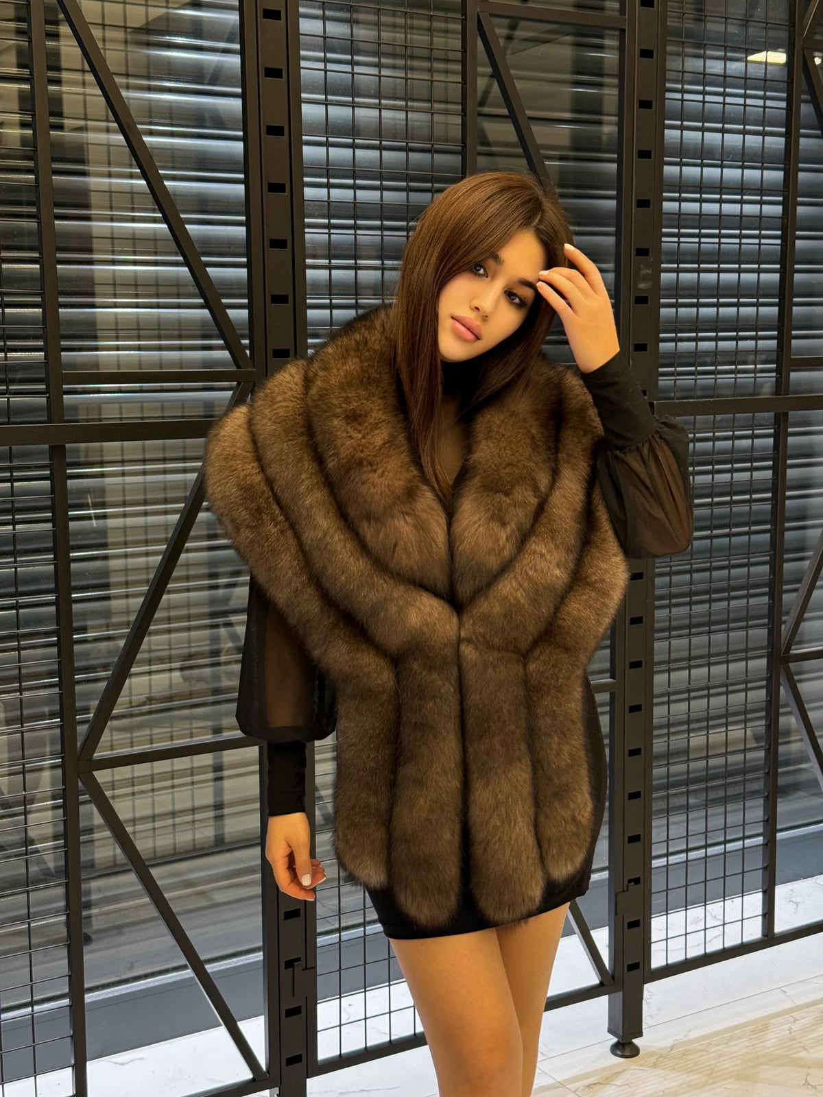 Brown Fox Fur Shawl, Fox Fur Stole, Women’s Long Fur Shawl, Three Rows Fox Fur Shawl. Fox Fur Jacket. Fox Fur. Fox Fur Wrap. Sable Brown Fox