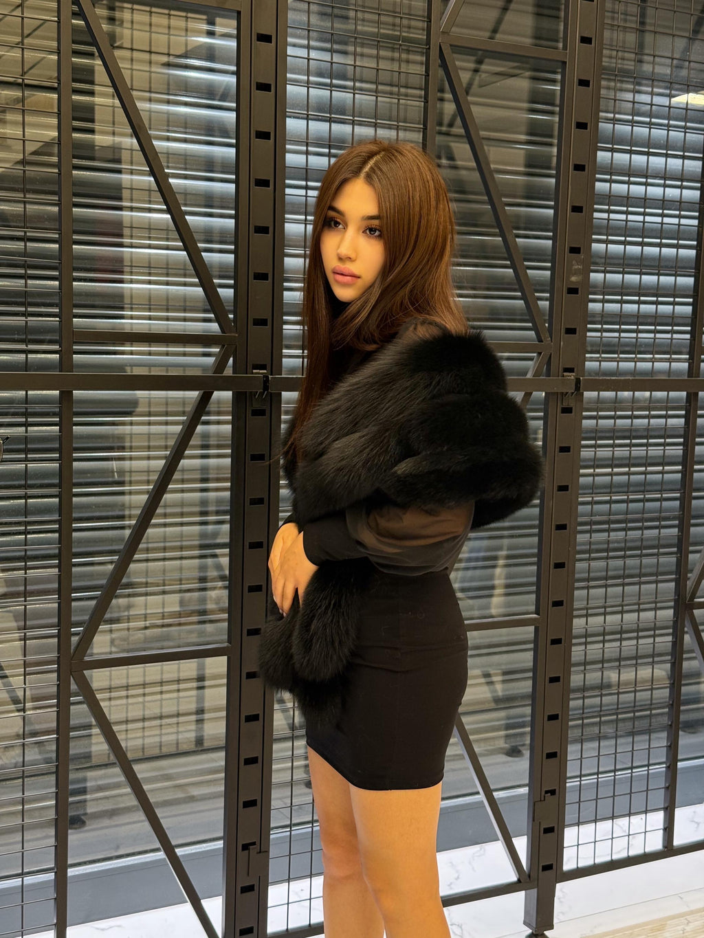 Black Fox Fur Stole, Women’s Long Fur Shawl, Three Rows Fox Fur Shawl. Fox Fur Jacket. Fox Fur. Fox Fur Wrap