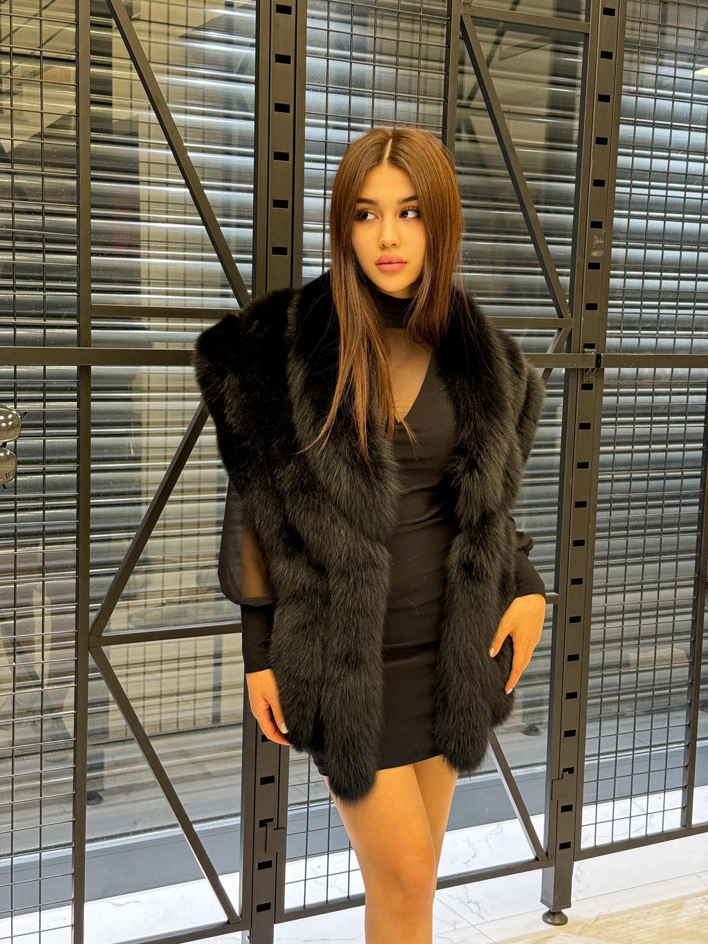 Black Fox Fur Stole, Women’s Long Fur Shawl, Three Rows Fox Fur Shawl. Fox Fur Jacket. Fox Fur. Fox Fur Wrap
