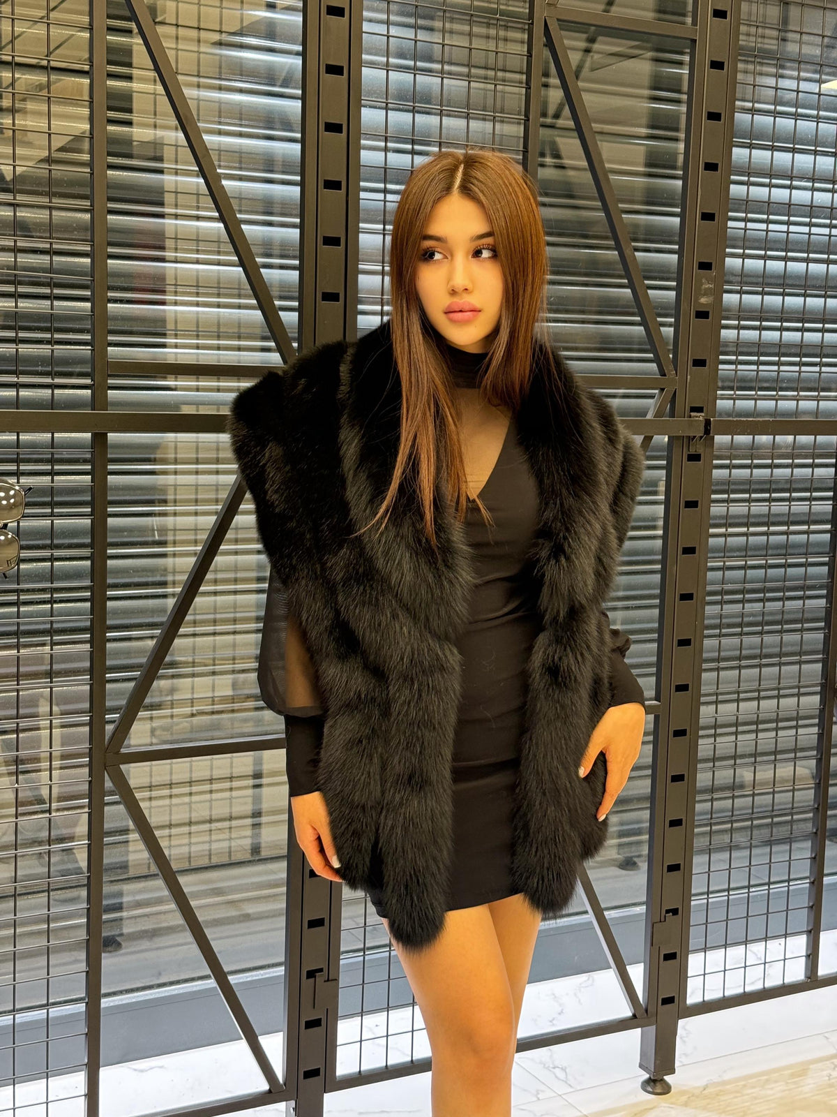 Black Fox Fur Stole, Women’s Long Fur Shawl, Three Rows Fox Fur Shawl. Fox Fur Jacket. Fox Fur. Fox Fur Wrap