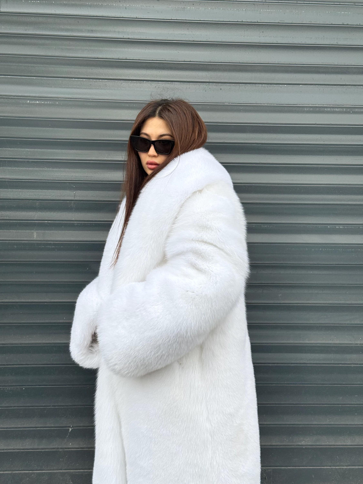 Long Shadow White Fox Fur Coat, Unisex Luxury Winter Fur Jacket