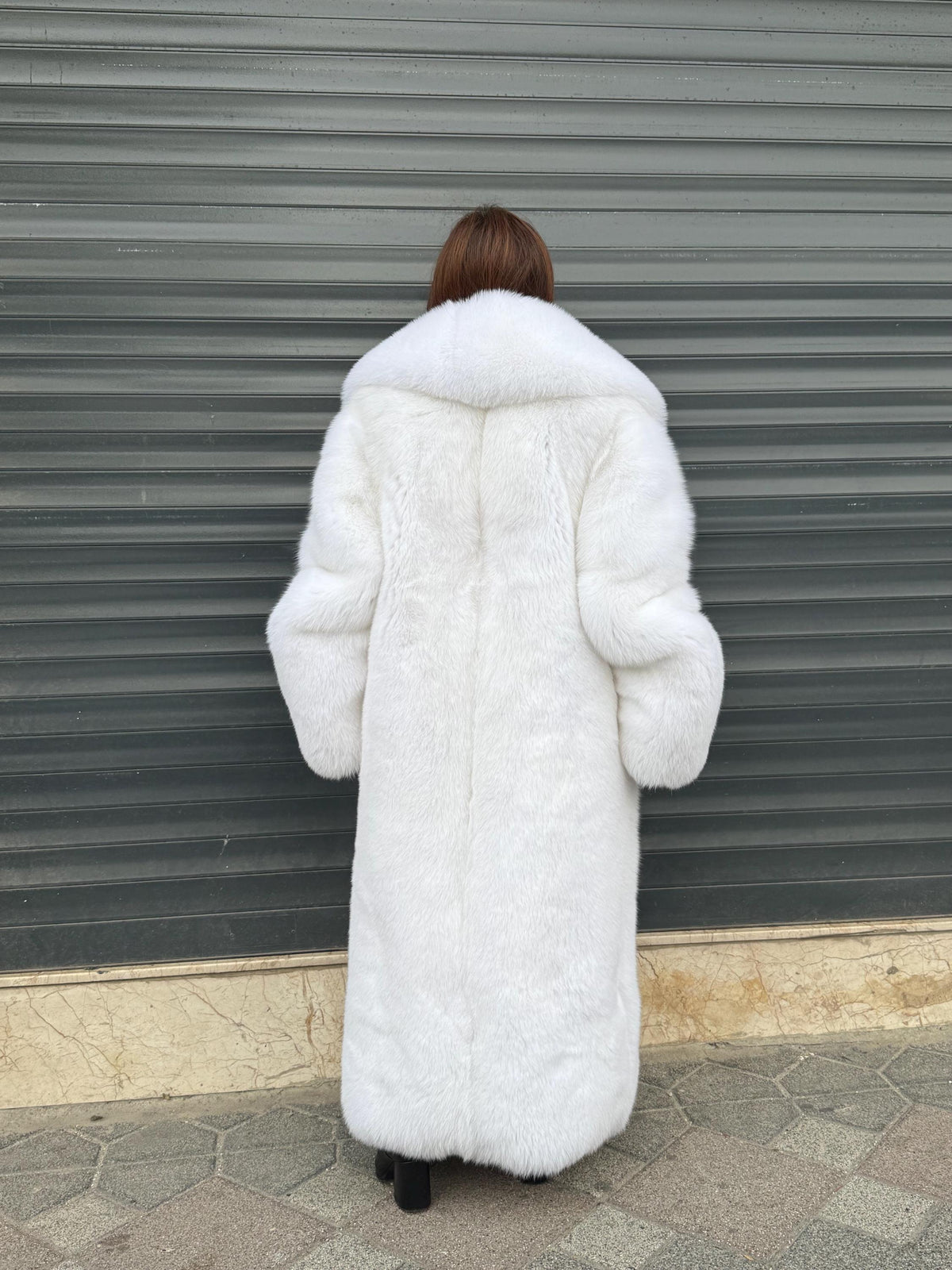 Long Shadow White Fox Fur Coat, Unisex Luxury Winter Fur Jacket