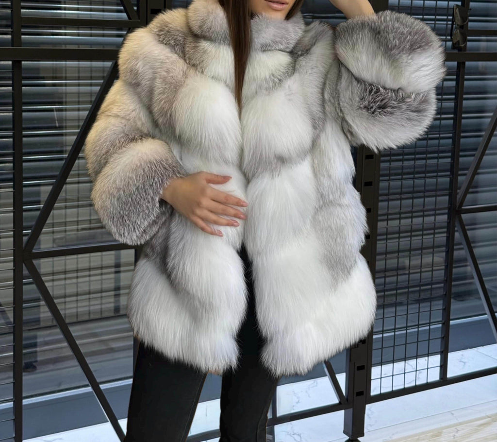 Women’s White Arctic Fox Fur Jacket - Luxury Fur Winter Coat