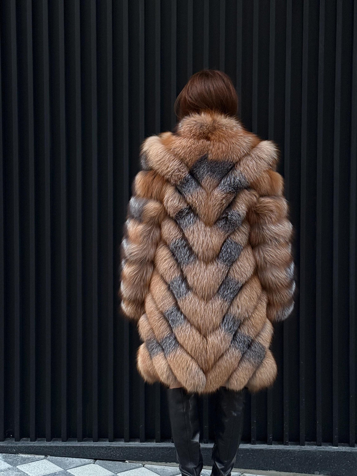Luxury Frost Fox Fur Coat Detachable Sleeves, 2-in-1 Vest & Coat For Women