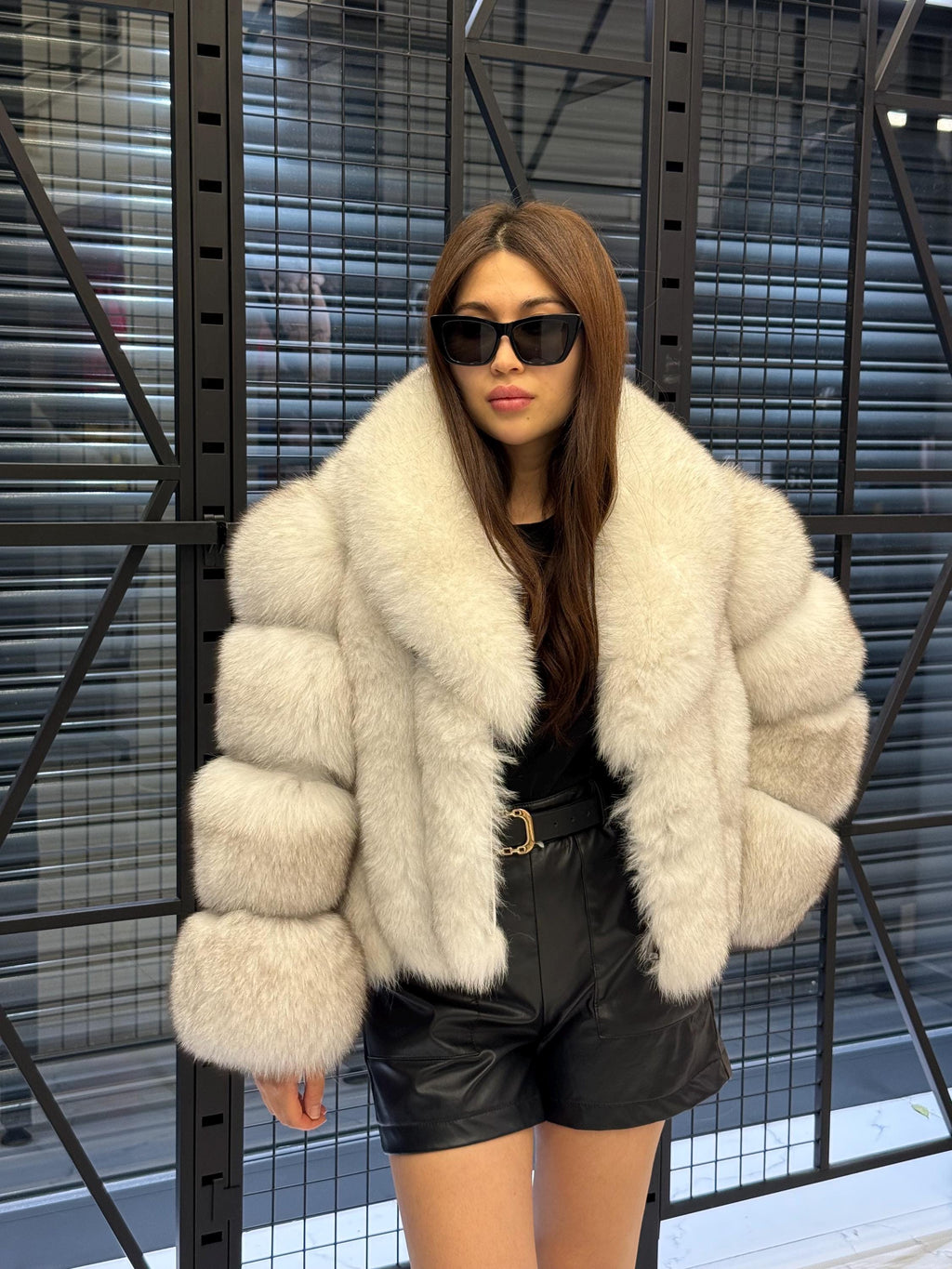 White Fox Fur Jacket, Women’s Handmade Short Fur Coat