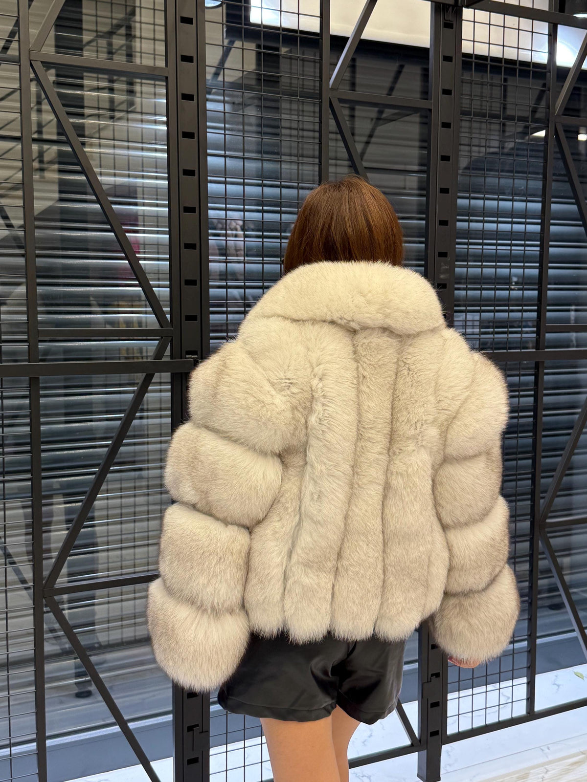 White Fox Fur Jacket, Women’s Handmade Short Fur Coat