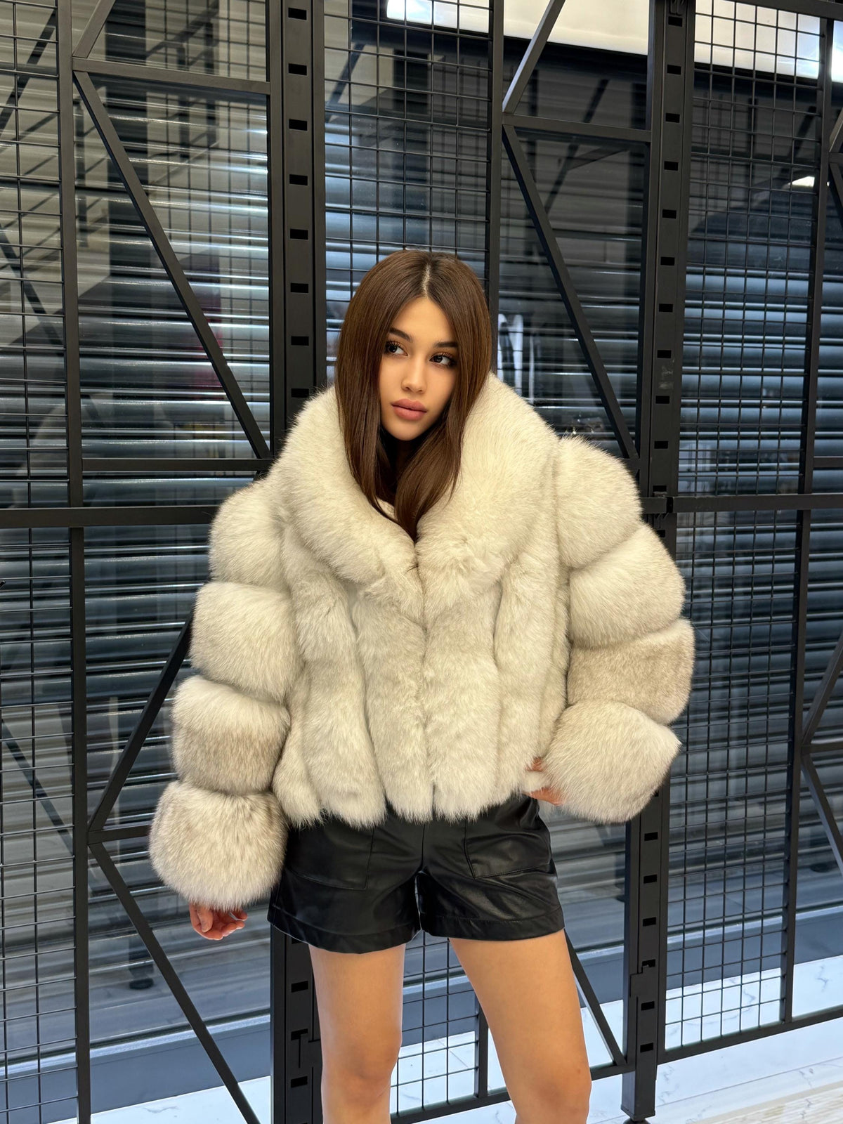White Fox Fur Jacket, Women’s Handmade Short Fur Coat