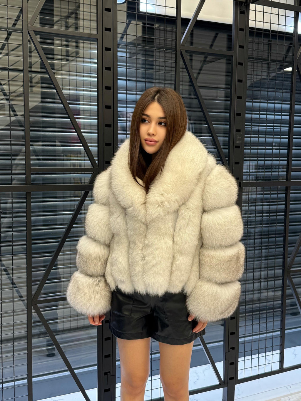 White Fox Fur Jacket, Women’s Handmade Short Fur Coat