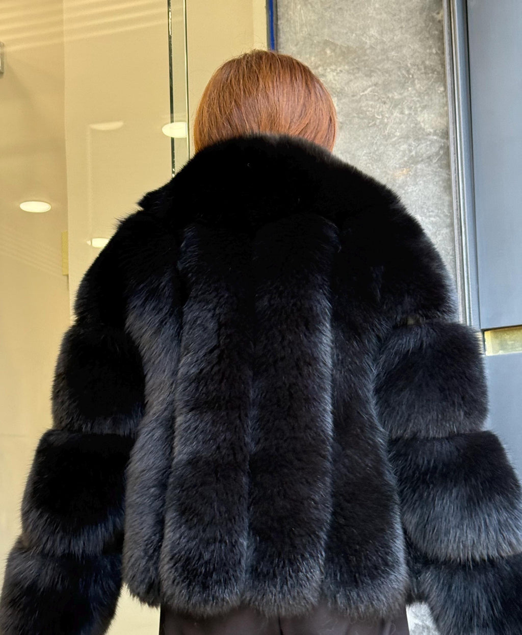 Black Fox Fur Jacket: Women’s Handmade Short Fur Coat