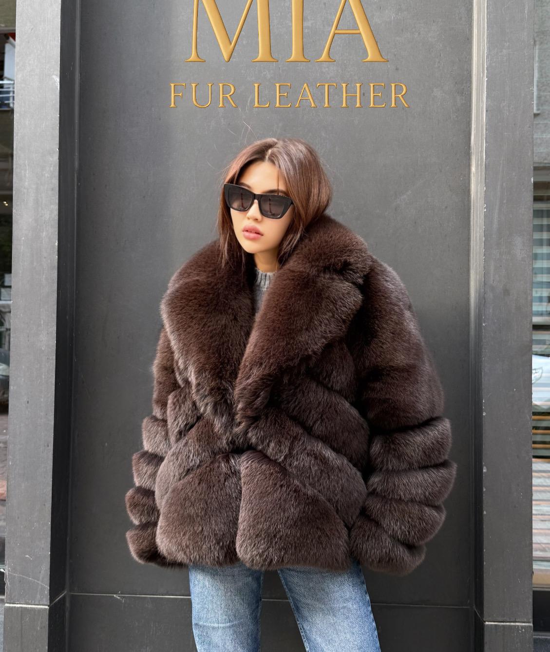 Brown Fox Fur Jacket: Women’s Short Fox Fur Coat. Chocolate Brown Fox Fur Jacket. Fox Fur Jacket
