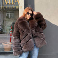 Brown Fox Fur Jacket: Women’s Short Fox Fur Coat. Chocolate Brown Fox Fur Jacket. Fox Fur Jacket