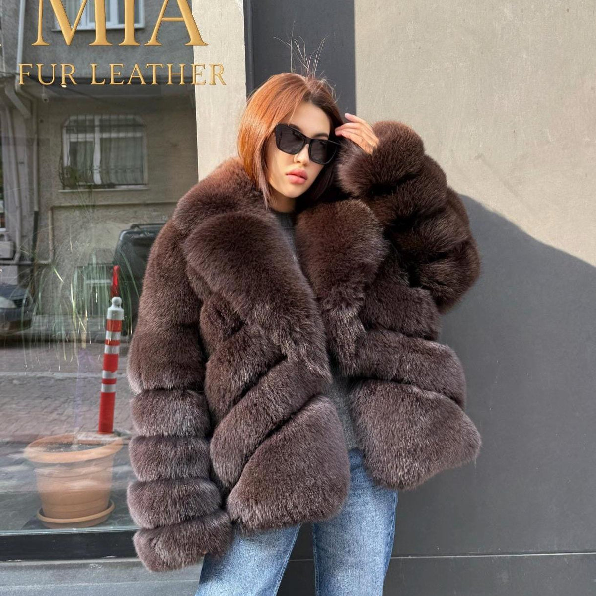 Brown Fox Fur Jacket: Women’s Short Fox Fur Coat. Chocolate Brown Fox Fur Jacket. Fox Fur Jacket