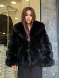 Black Fox Fur Jacket: Women’s Handmade Short Fur Coat