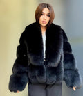 Black Fox Fur Jacket: Women’s Handmade Short Fur Coat
