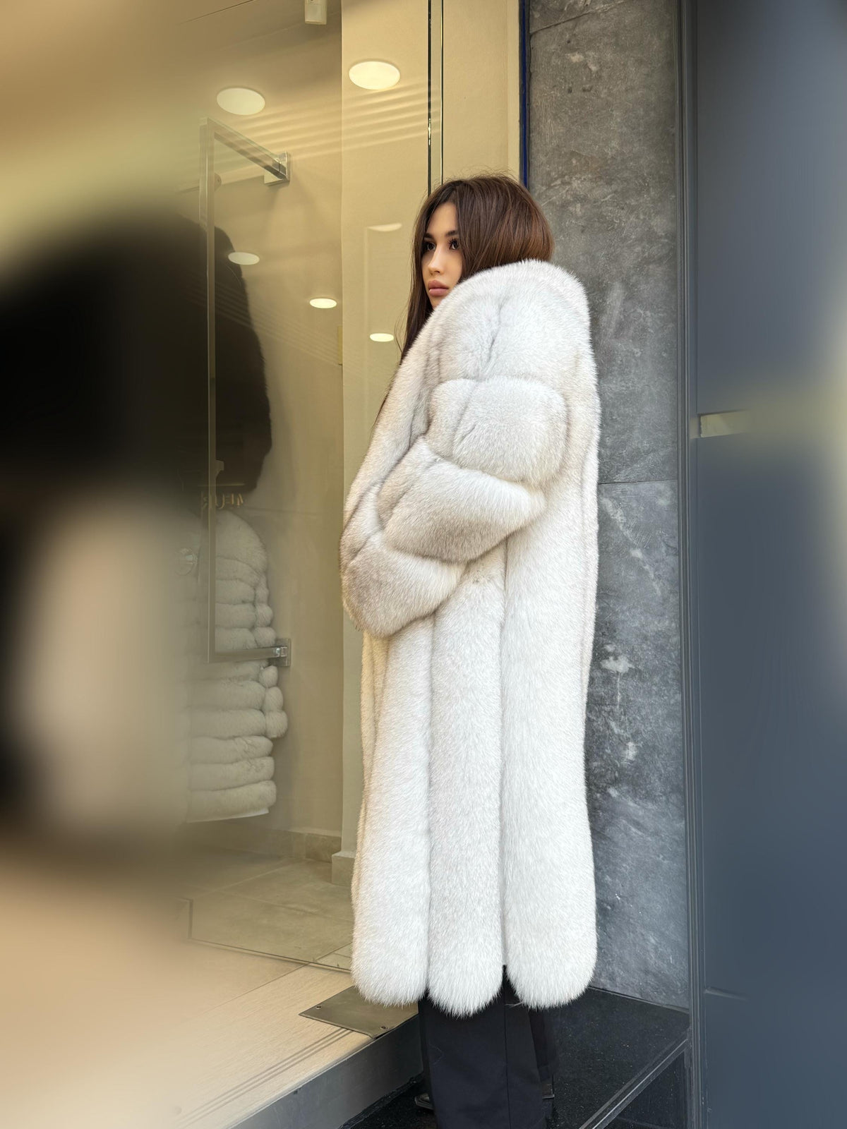 Long White Fox Fur Coat, Unisex Luxury Winter Fox Fur Jacket