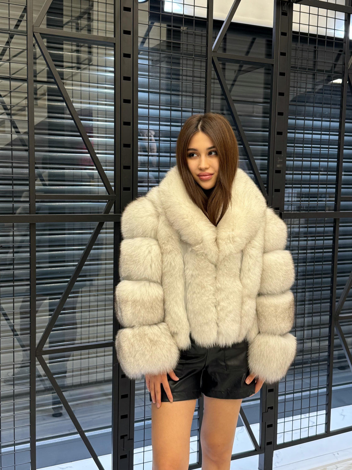 White Fox Fur Jacket, Women’s Handmade Short Fur Coat