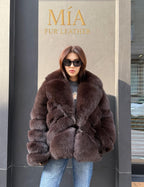 Brown Fox Fur Jacket: Women’s Short Fox Fur Coat. Chocolate Brown Fox Fur Jacket. Fox Fur Jacket