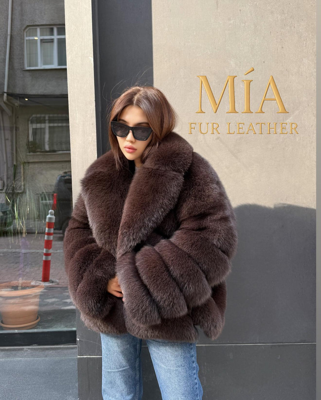 Brown Fox Fur Jacket: Women’s Short Fox Fur Coat. Chocolate Brown Fox Fur Jacket. Fox Fur Jacket