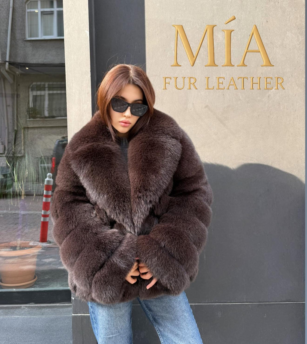 Brown Fox Fur Jacket: Women’s Short Fox Fur Coat. Chocolate Brown Fox Fur Jacket. Fox Fur Jacket