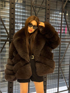 Brown Fox Fur Jacket: Women’s Short Fox Fur Coat. Chocolate Brown Fox Fur Jacket. Fox Fur Jacket