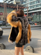 Gold-Silver Fox Fur Jacket, Women Frost Fox Fur Coat - Fox Fur Jacket - Premium Fox Fur
