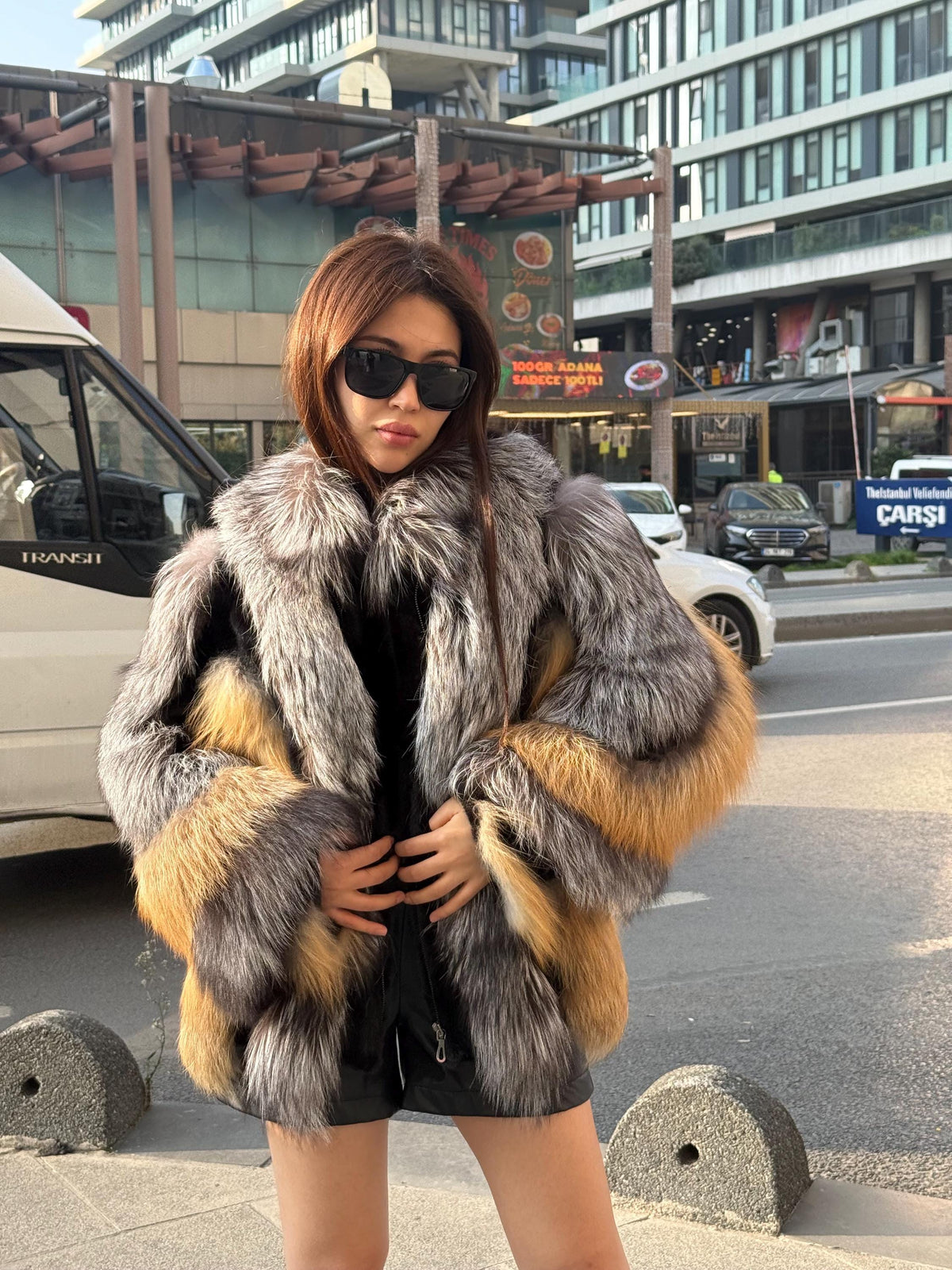 Gold-Silver Fox Fur Jacket, Women Frost Fox Fur Coat - Fox Fur Jacket - Premium Fox Fur