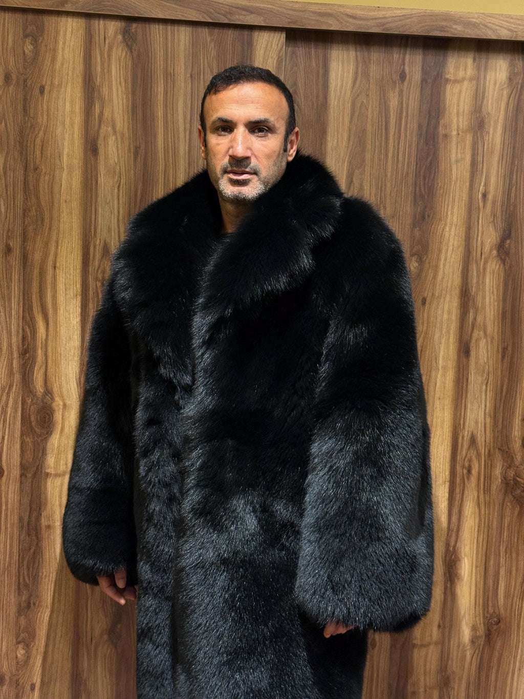 Long Black Fox Fur Coat, Unisex Fox Fur Jacket. Women Fox Fur Jacket, Men Fox Fur Coat