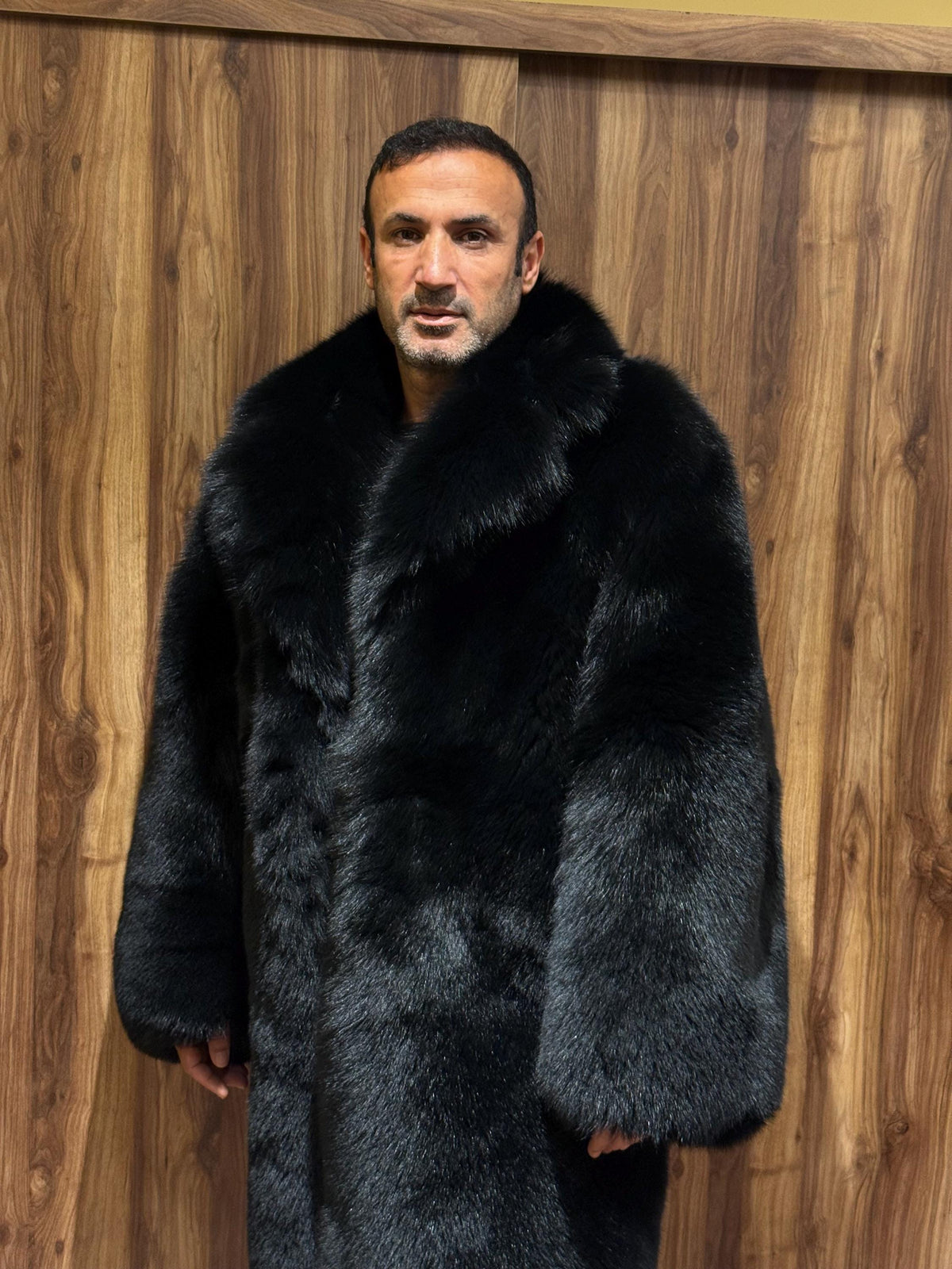Long Black Fox Fur Coat, Unisex Fox Fur Jacket. Women Fox Fur Jacket, Men Fox Fur Coat