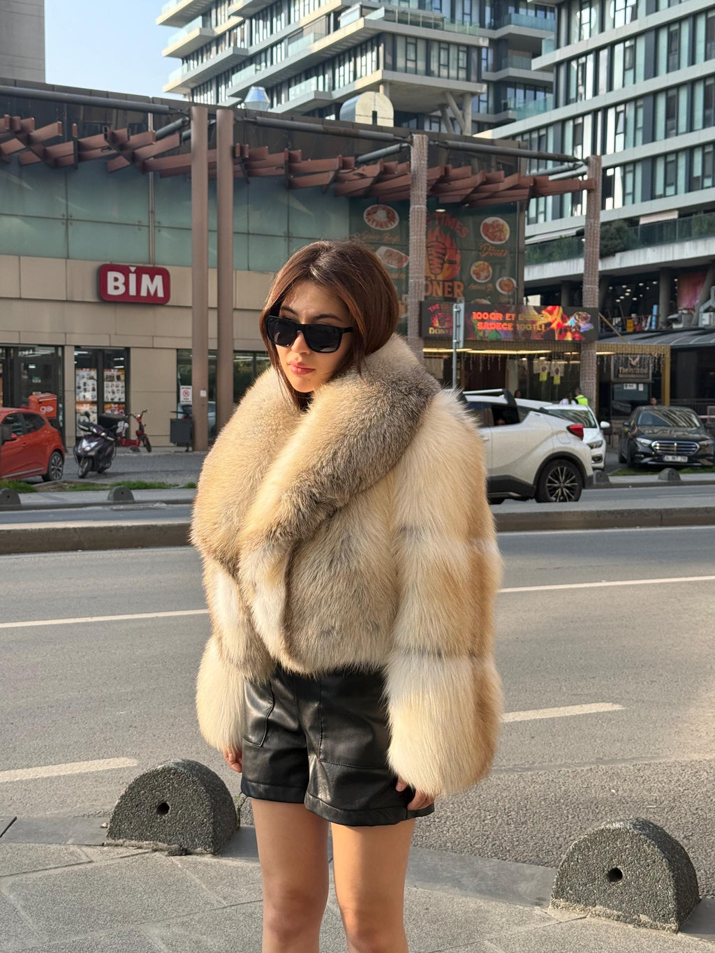 Gold Fox Fur Jacket, Women Short Fox Fur Coat..- Cropped Fox Fur Jacket