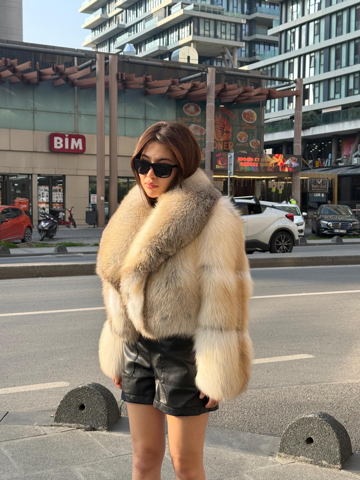 Gold Fox Fur Jacket, Women Short Fox Fur Coat..- Cropped Fox Fur Jacket