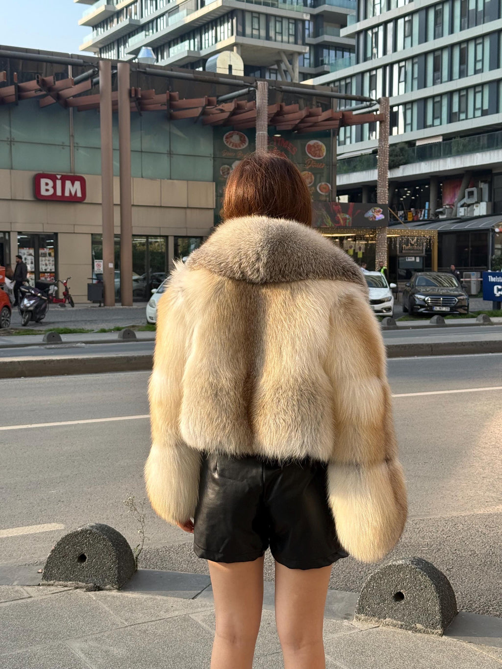 Gold Fox Fur Jacket, Women Short Fox Fur Coat..- Cropped Fox Fur Jacket