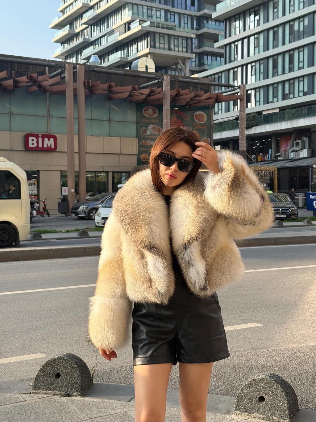 Gold Fox Fur Jacket, Women Short Fox Fur Coat..- Cropped Fox Fur Jacket