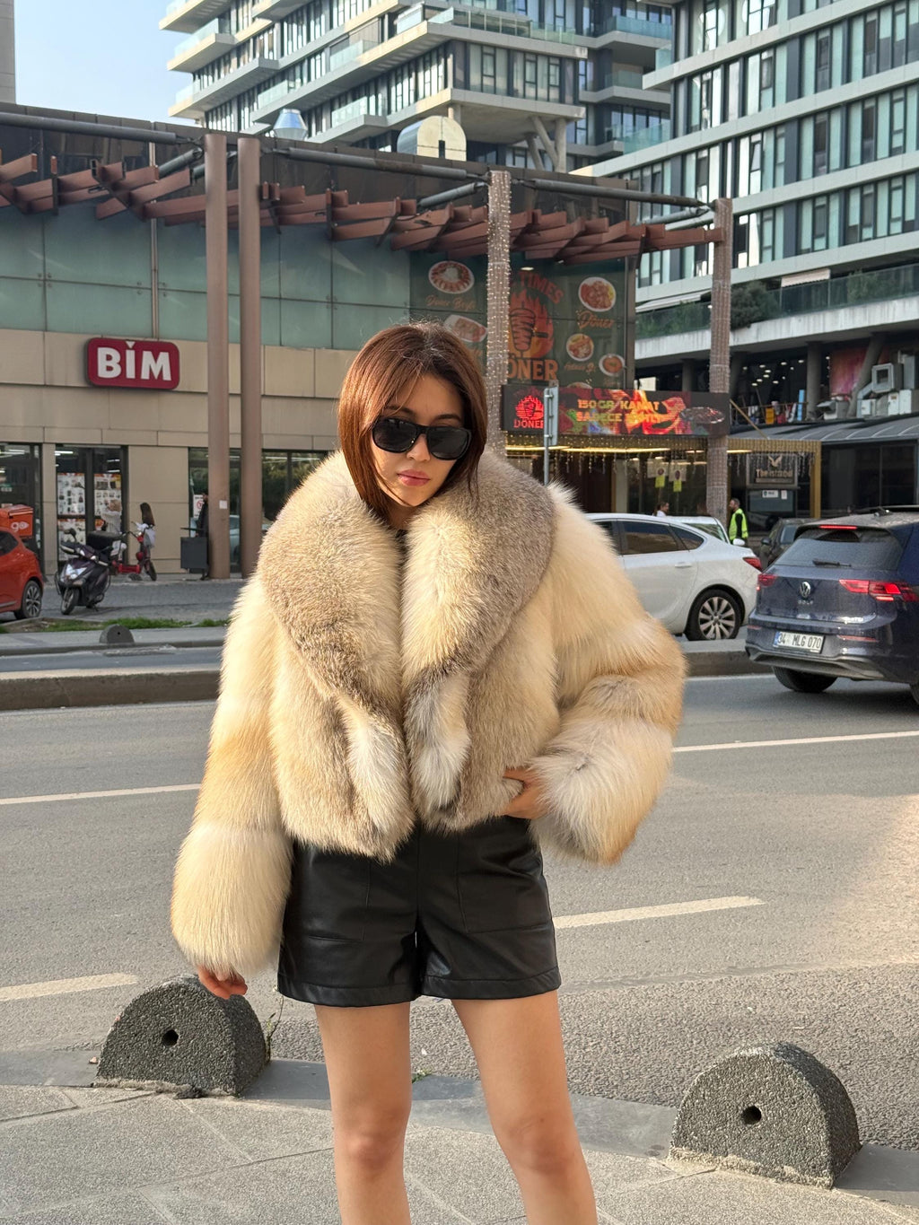 Gold Fox Fur Jacket, Women Short Fox Fur Coat..- Cropped Fox Fur Jacket