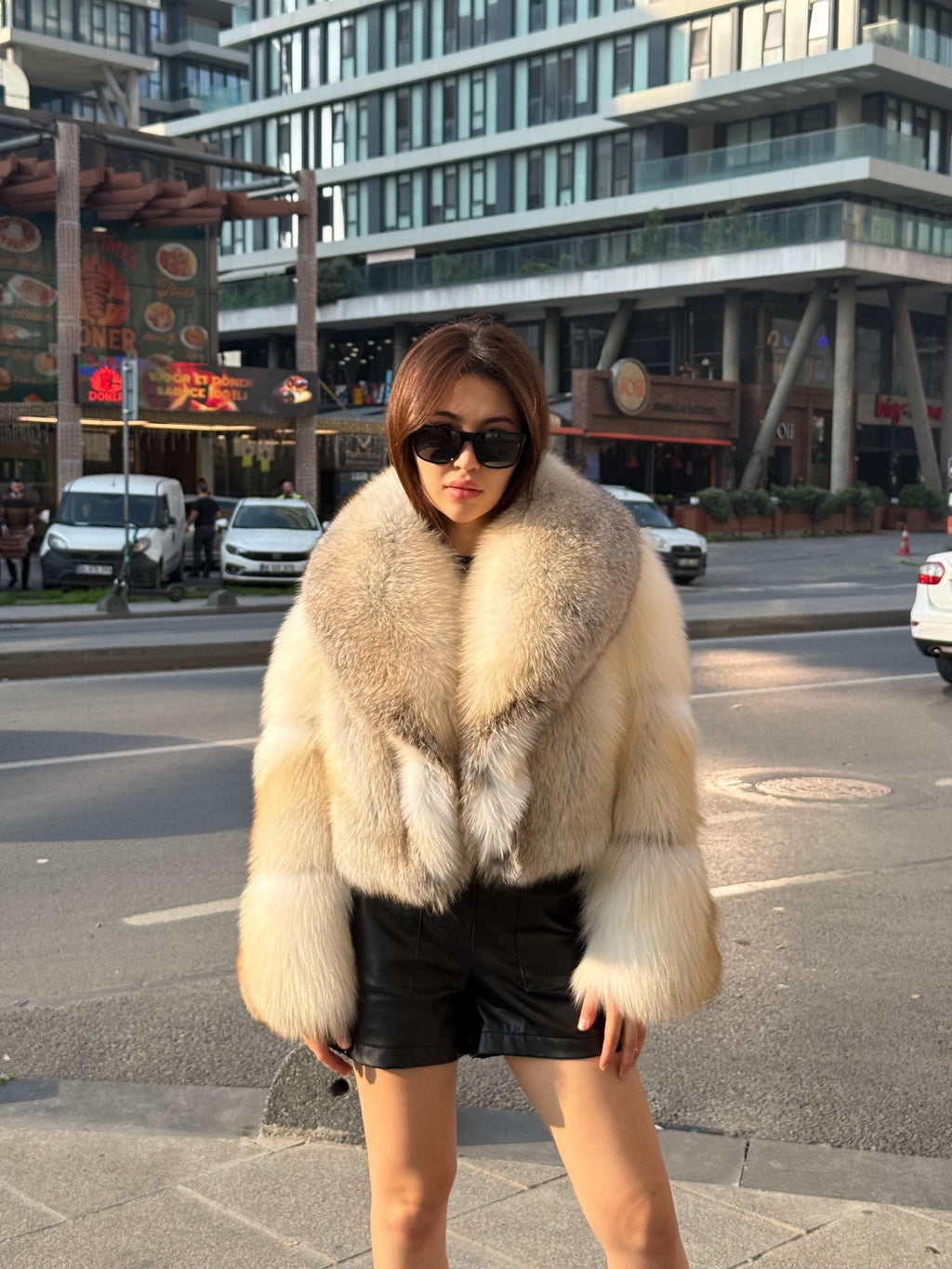 Gold Fox Fur Jacket, Women Short Fox Fur Coat..- Cropped Fox Fur Jacket