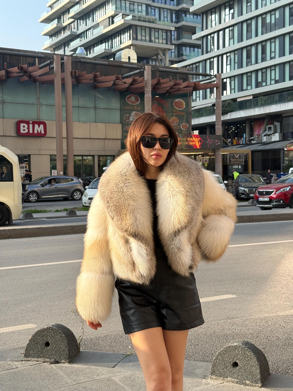 Gold Fox Fur Jacket, Women Short Fox Fur Coat..- Cropped Fox Fur Jacket