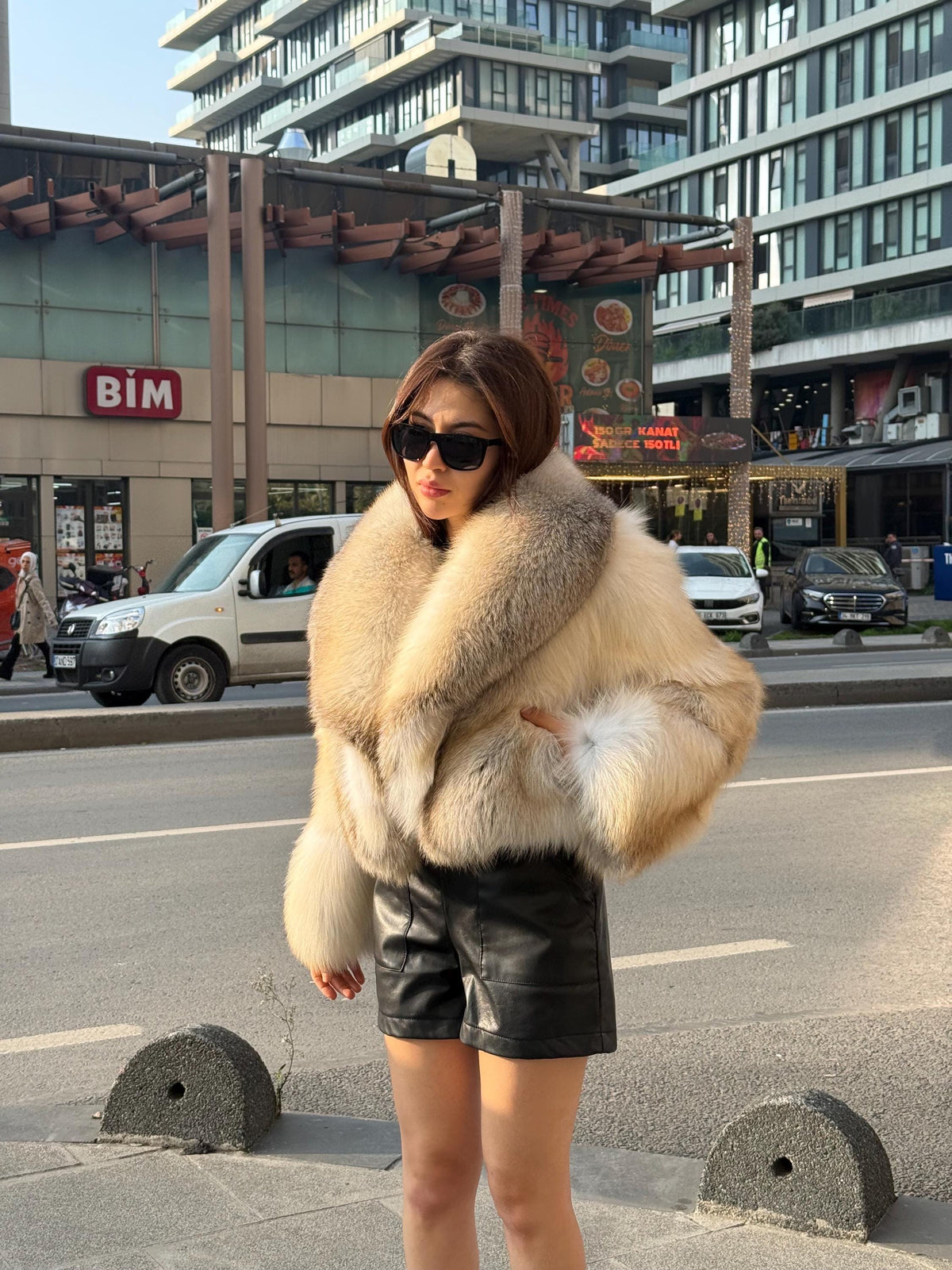 Gold Fox Fur Jacket, Women Short Fox Fur Coat..- Cropped Fox Fur Jacket