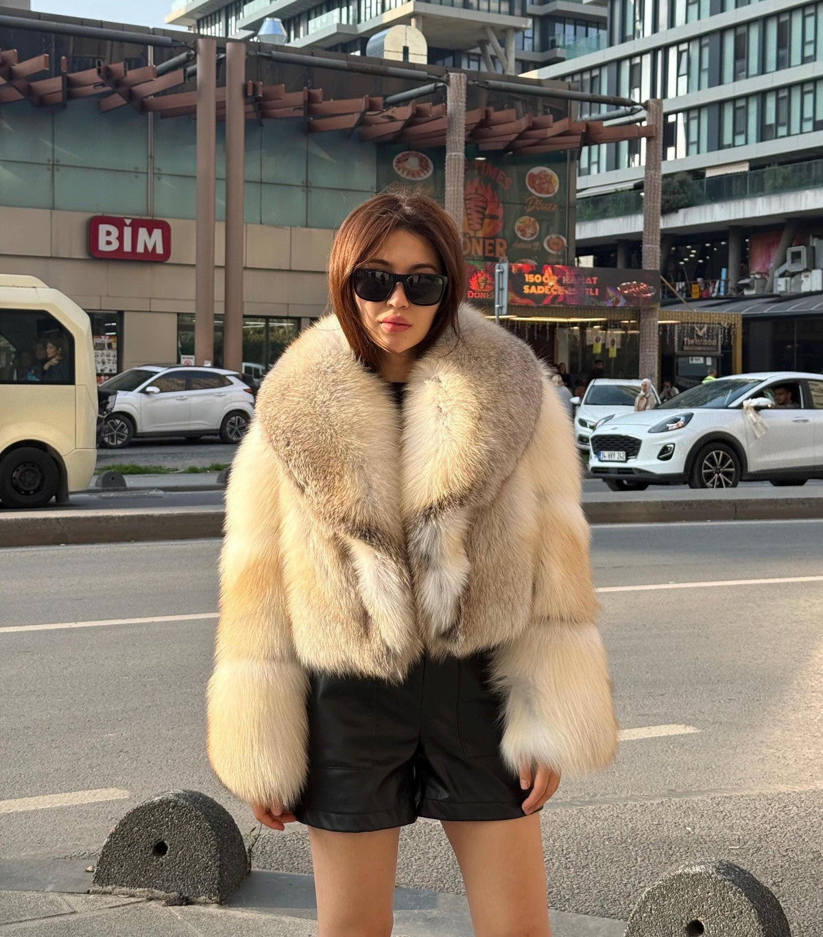 Gold Fox Fur Jacket, Women Short Fox Fur Coat..- Cropped Fox Fur Jacket