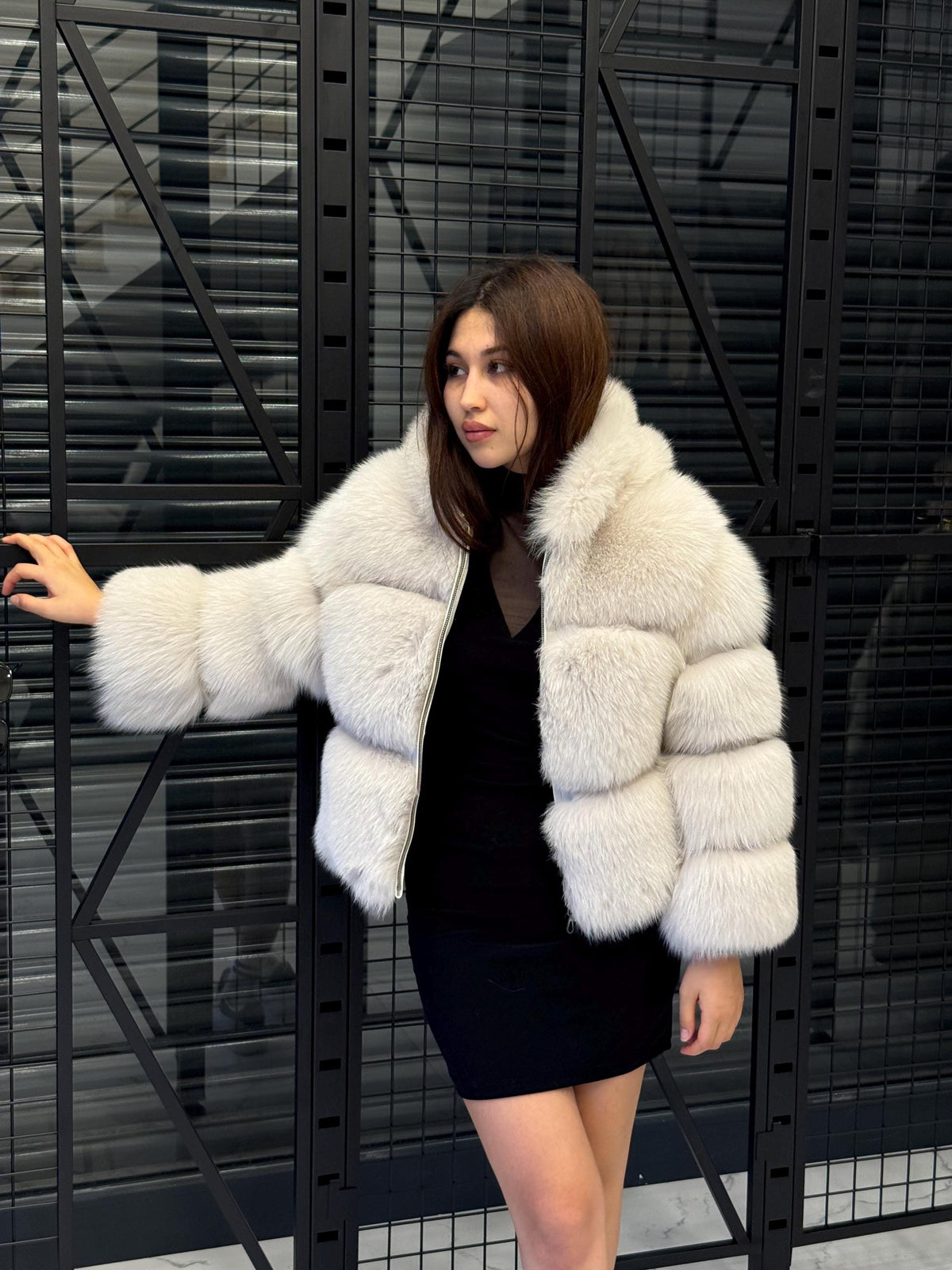 Beige Fox Fur Jacket, Women’s Cropped Fox Fur Coat , Short Fox Fur Jacket.. Fox Fur